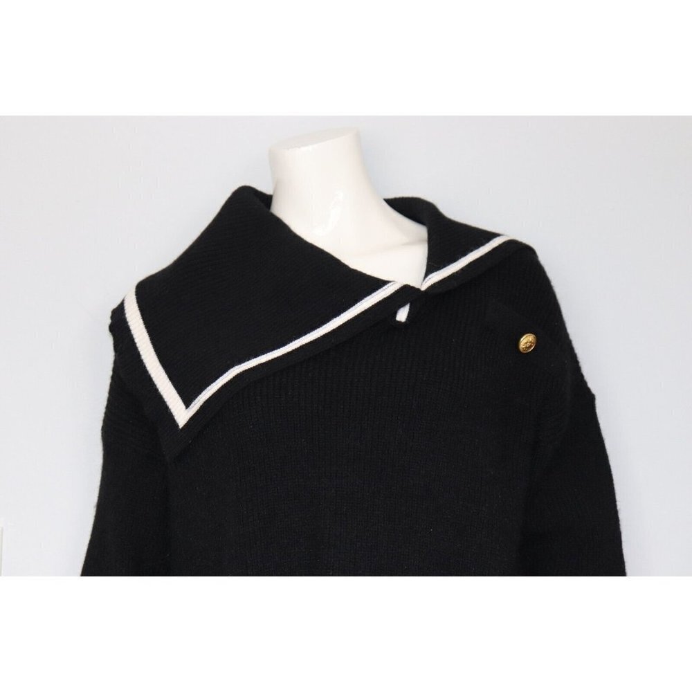 So Fen Womens Medium Black Pullover Sweater Split Shawl Collar Ribbed Knit Shirt - Picture 3 of 6